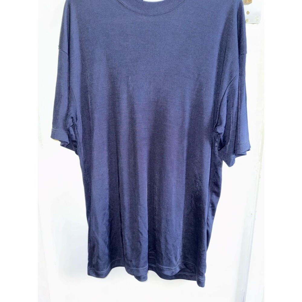 Le Monde Collection XXL Solid Blue Geometric Textured Short Sleeve Top